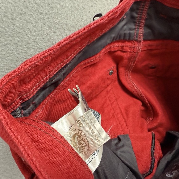 Diesel Krayver Jeans Mens W30 L32 Red Regular Slim Carrot Zip Stretch - Picture 7 of 13